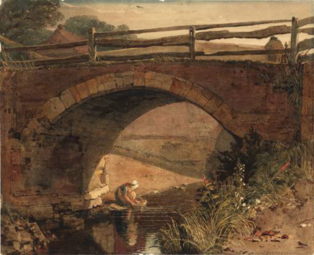 Peter De Wint - Bridge over a Branch of the Wytham,Lincolnshire - Peter De Wint - Bridge over a Branch of the Wytham,Lincolnshire -