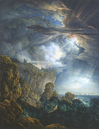 Abraham Ducros - Nocturnal tempest to Cefalù - about 1800 Abraham Ducros - Nocturnal tempest to Cefalù - about 1800