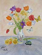 Spring composition with a cloisonne bunny - Composizione primaverile con coniglietto cloisonne